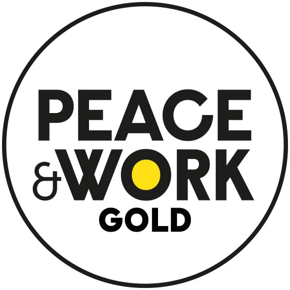 Our commitments peaceandwork medaille gold as cmjn